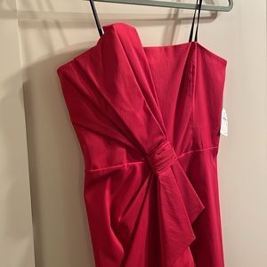 David Meister red cocktail dress strapless size 8